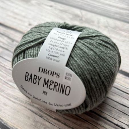 Włóczka DROPS Baby Merino 50, zielona szałwia